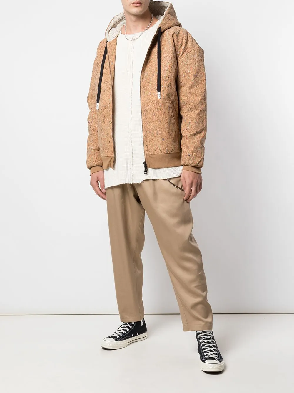 JETTED CORK DROP SHOULDER HOODIE CORK WITH PAINT Sun Protection