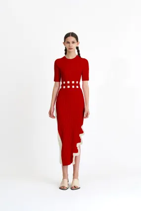 Cool Draping JODIE PLEATED DRESS WITH WAVY SIDE SLIT