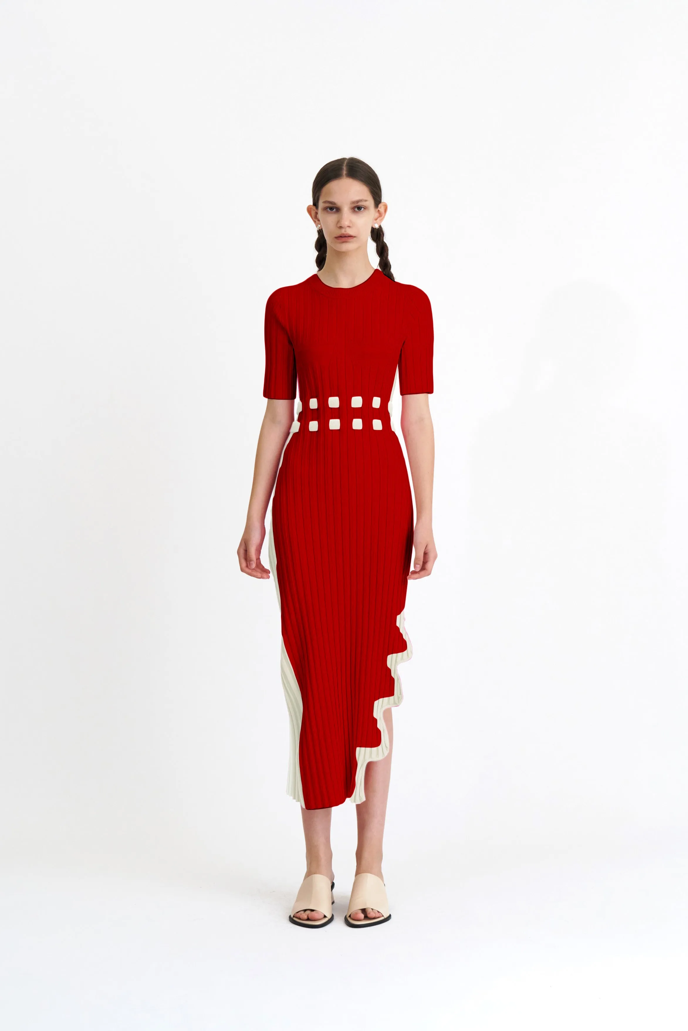 Cool Draping JODIE PLEATED DRESS WITH WAVY SIDE SLIT