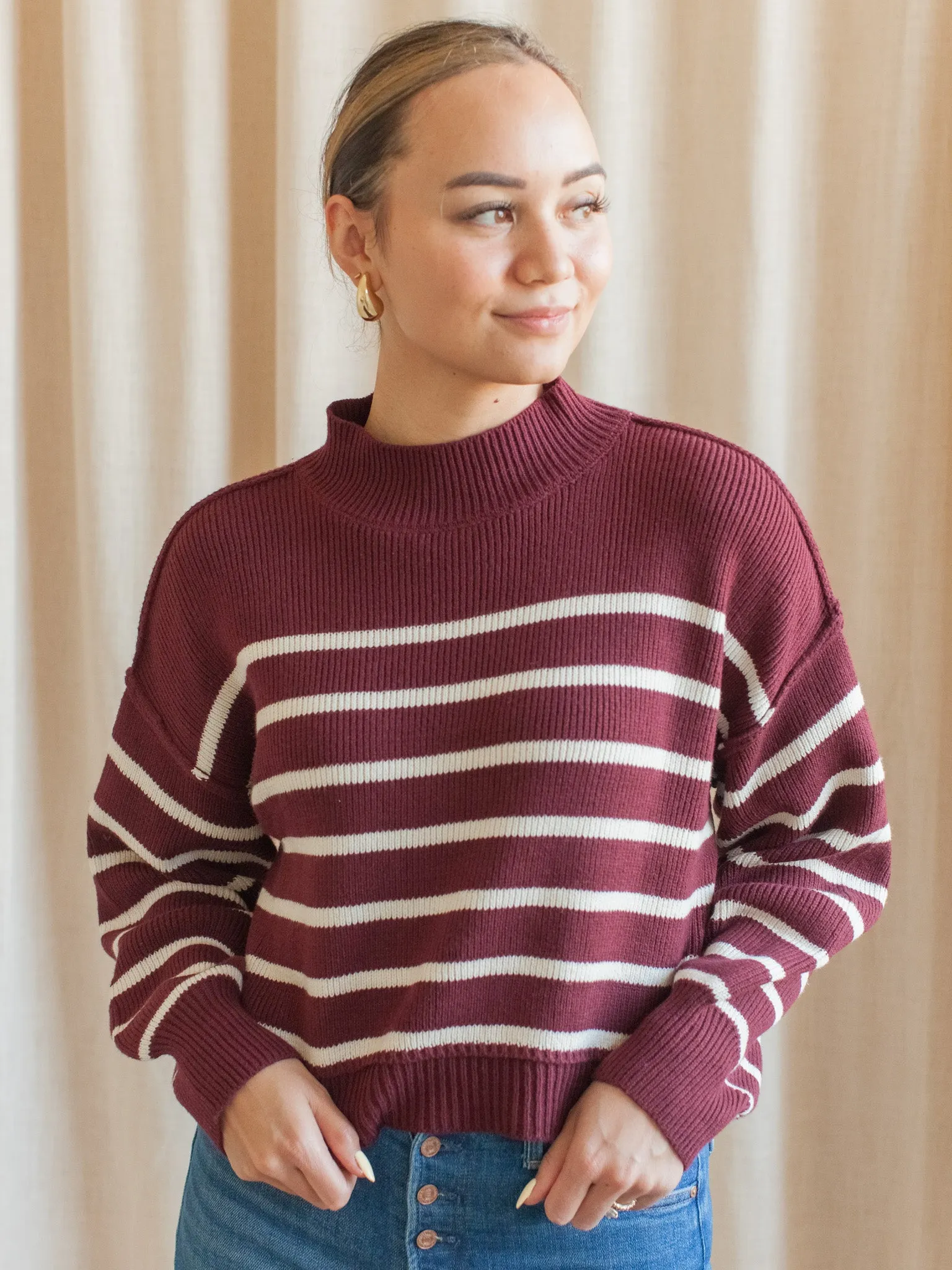 Chill Layer Julian Stripe Sweater - Oxblood