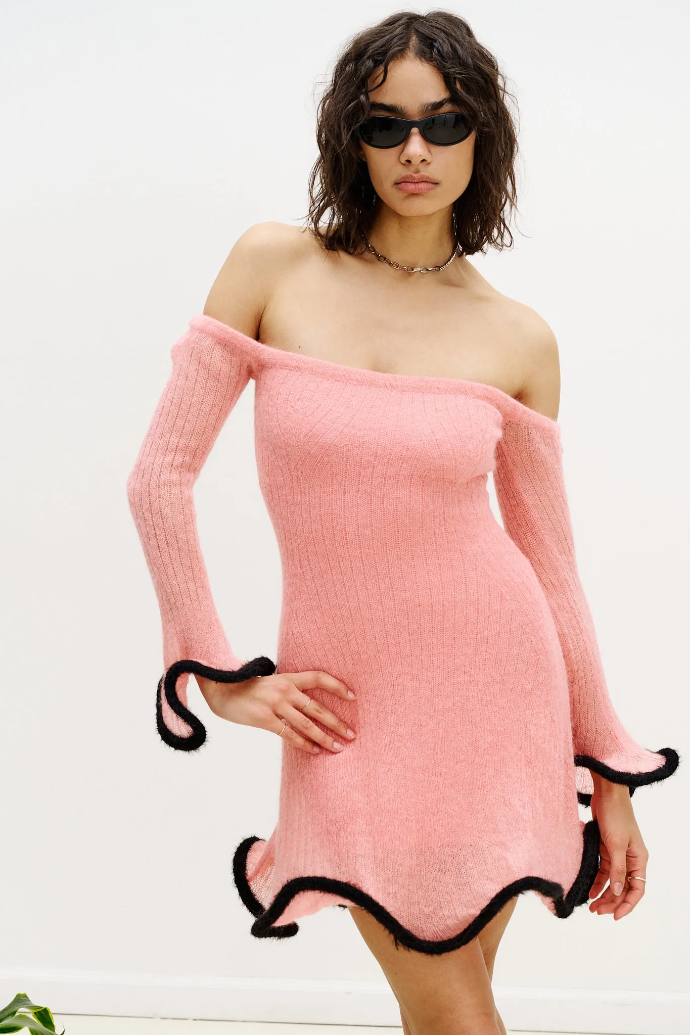 Comfortable casual dress KALEI ALPACA WAVY DRESS