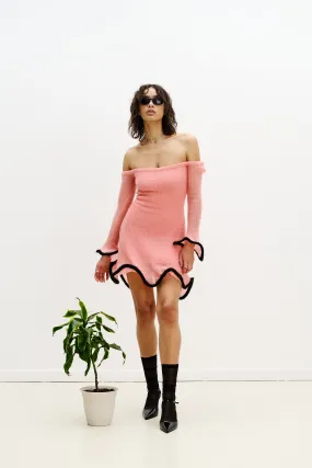 Boat-Neck Spring-Season KALEI ALPACA WAVY DRESS