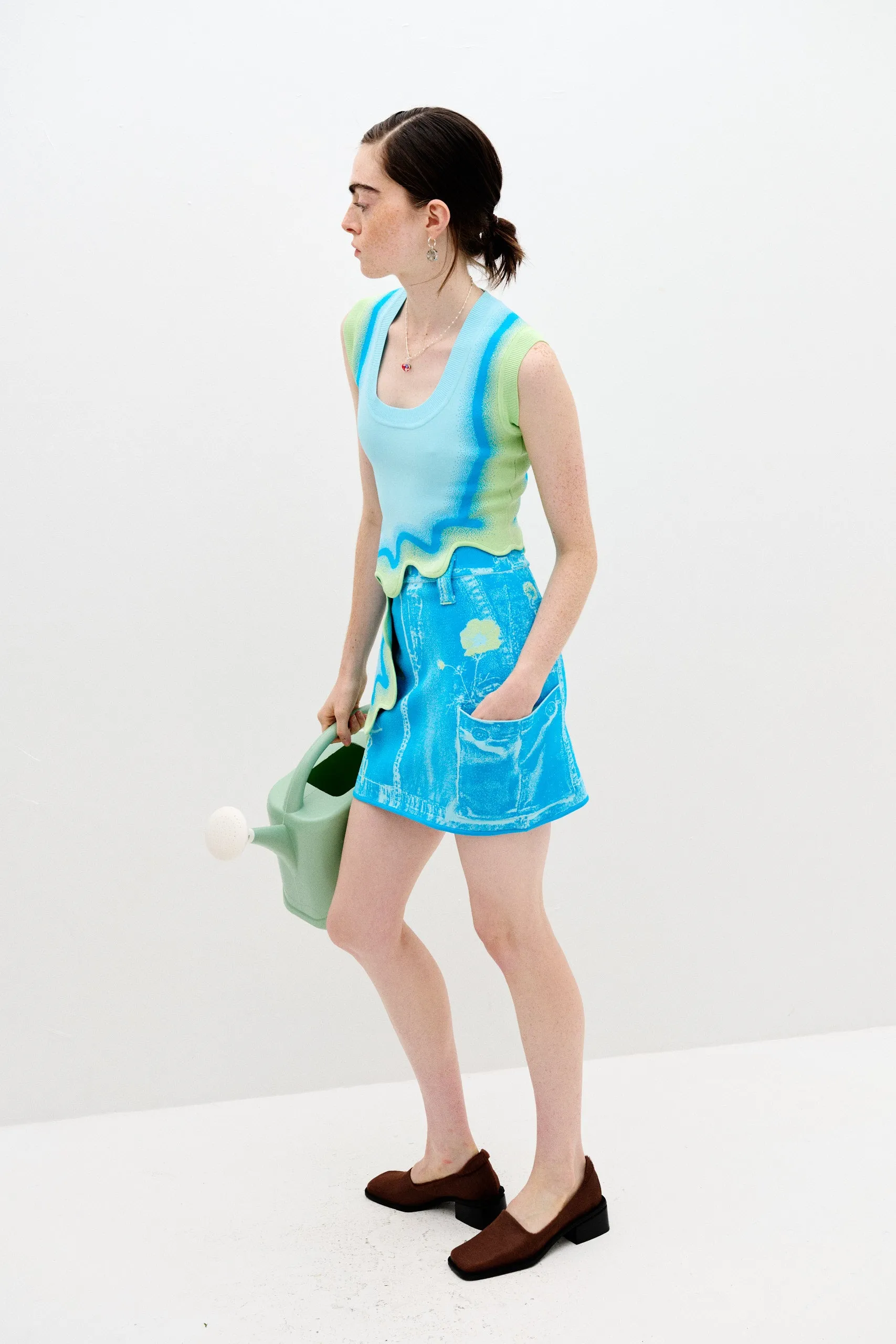 KERRY WAVY TANK TOP Weighted Hem Breathable mesh