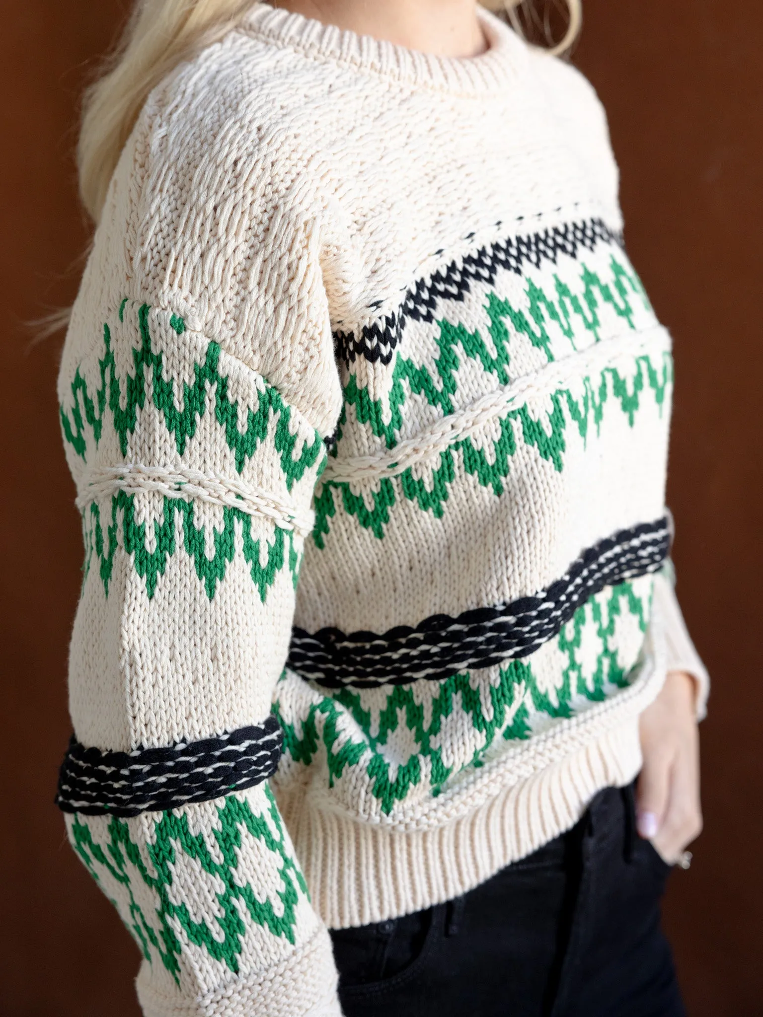 Sporty Look Warm Knit Kinsely ZigZag Sweater