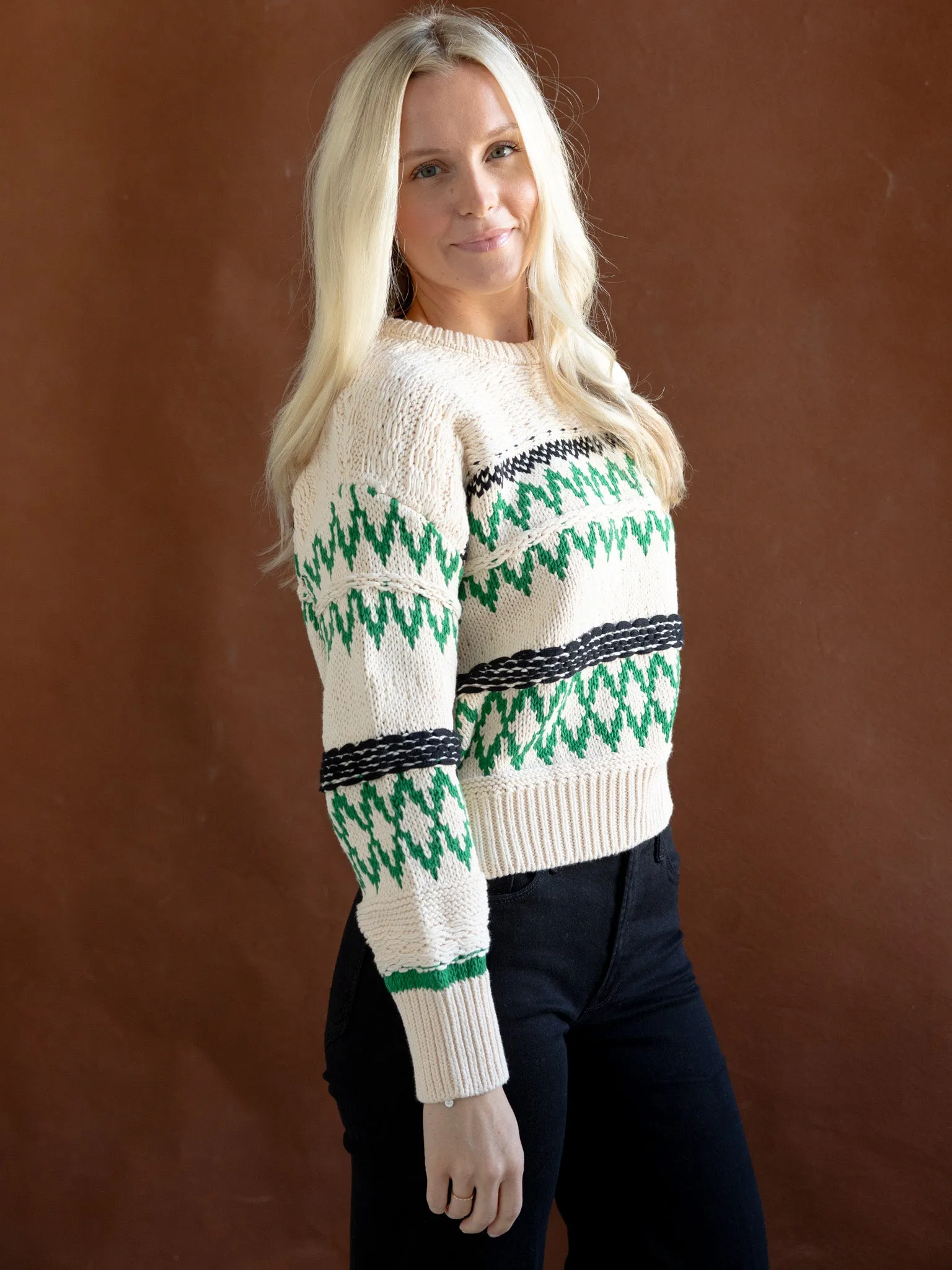 Kinsely ZigZag Sweater Multi Panel Construction
