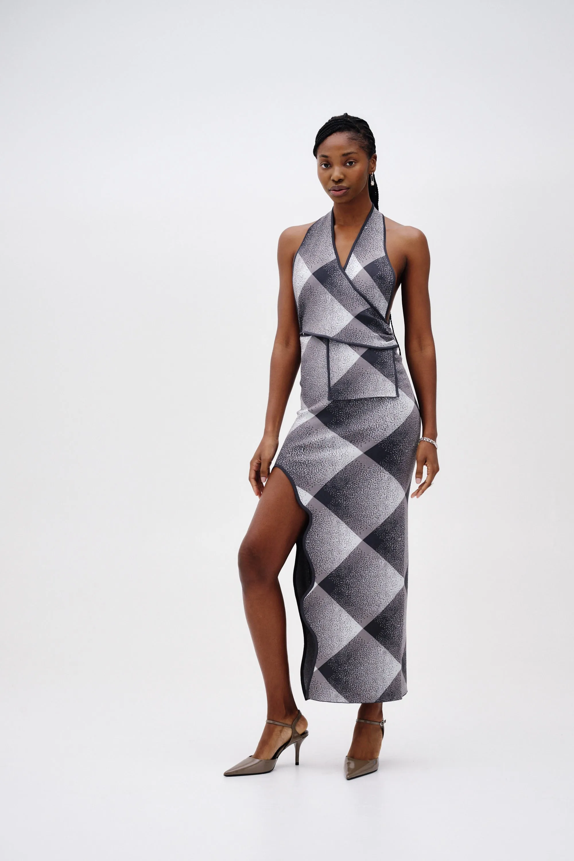 Bold Elegance KIWI HALTER NECK WRAP DRESS