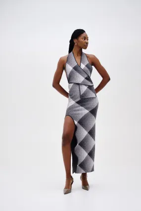 KIWI HALTER NECK WRAP DRESS slim fit