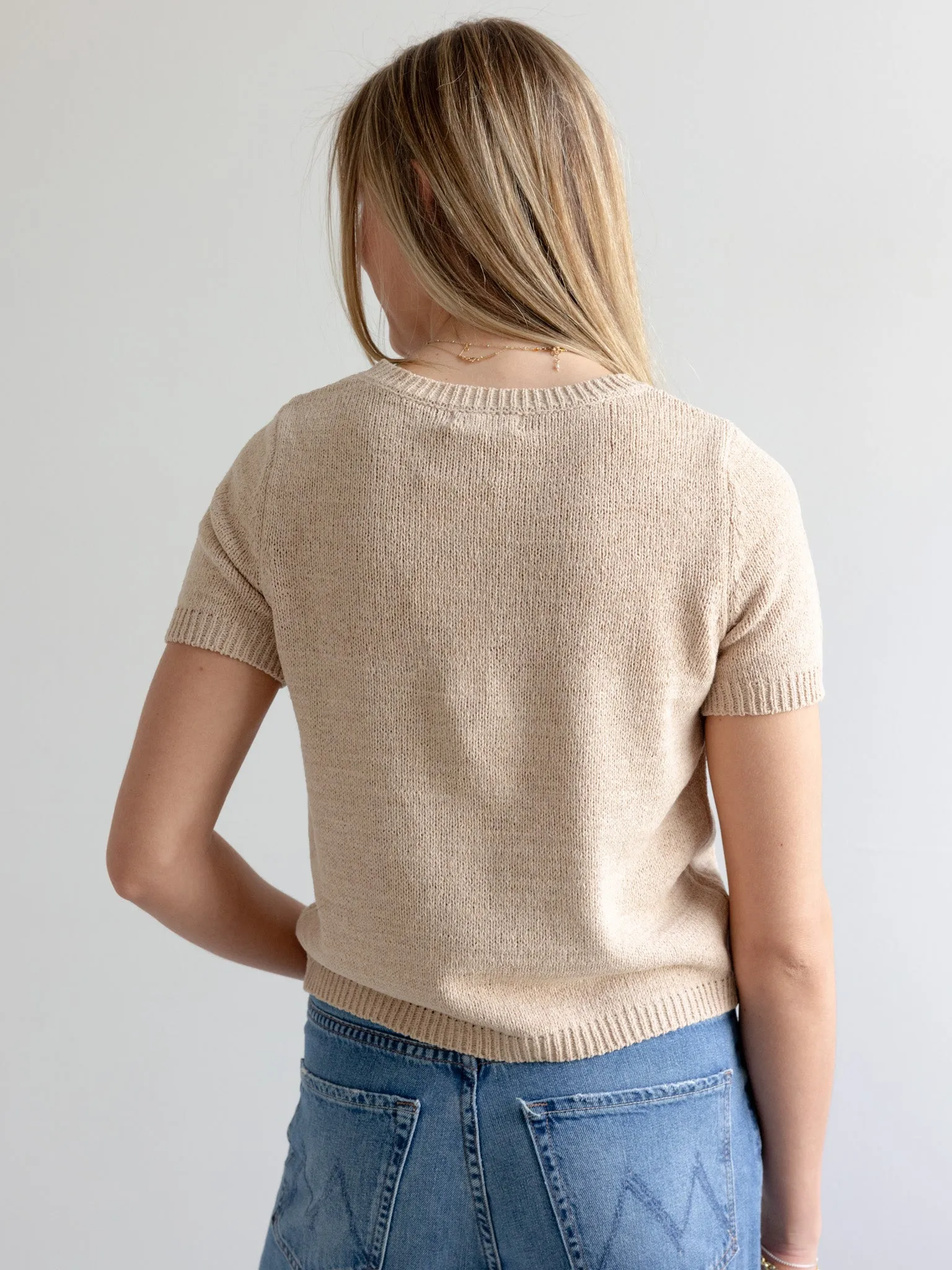 Lelia Short Sleeve Knit- Taupe Effortless Layering Snug Layers