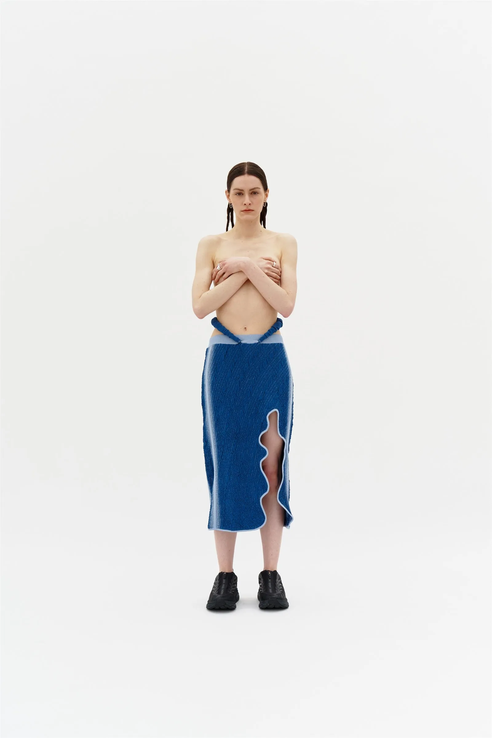 Quick Wash Casual Fit Design LABBU 3D BUBBLE WAVY MIDI SKIRT