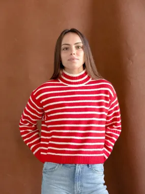 Red Striped Pullover Quick Fit Wear Hypoallergenic Wool Mix
