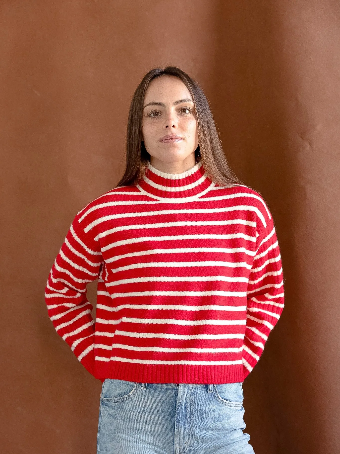 Red Striped Pullover Quick Fit Wear Hypoallergenic Wool Mix
