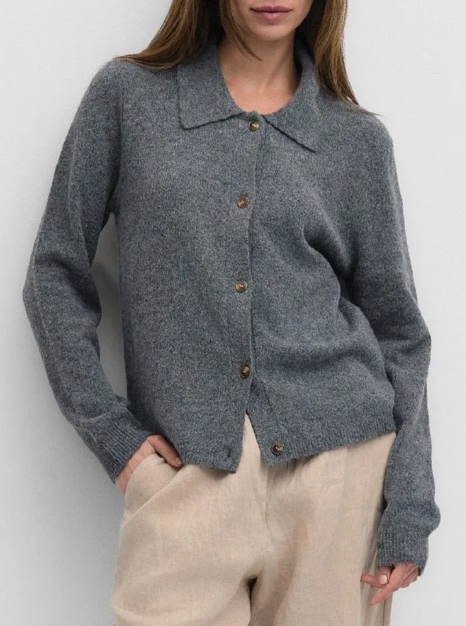 Flexible Waistband Ridley Cardigan - Grey