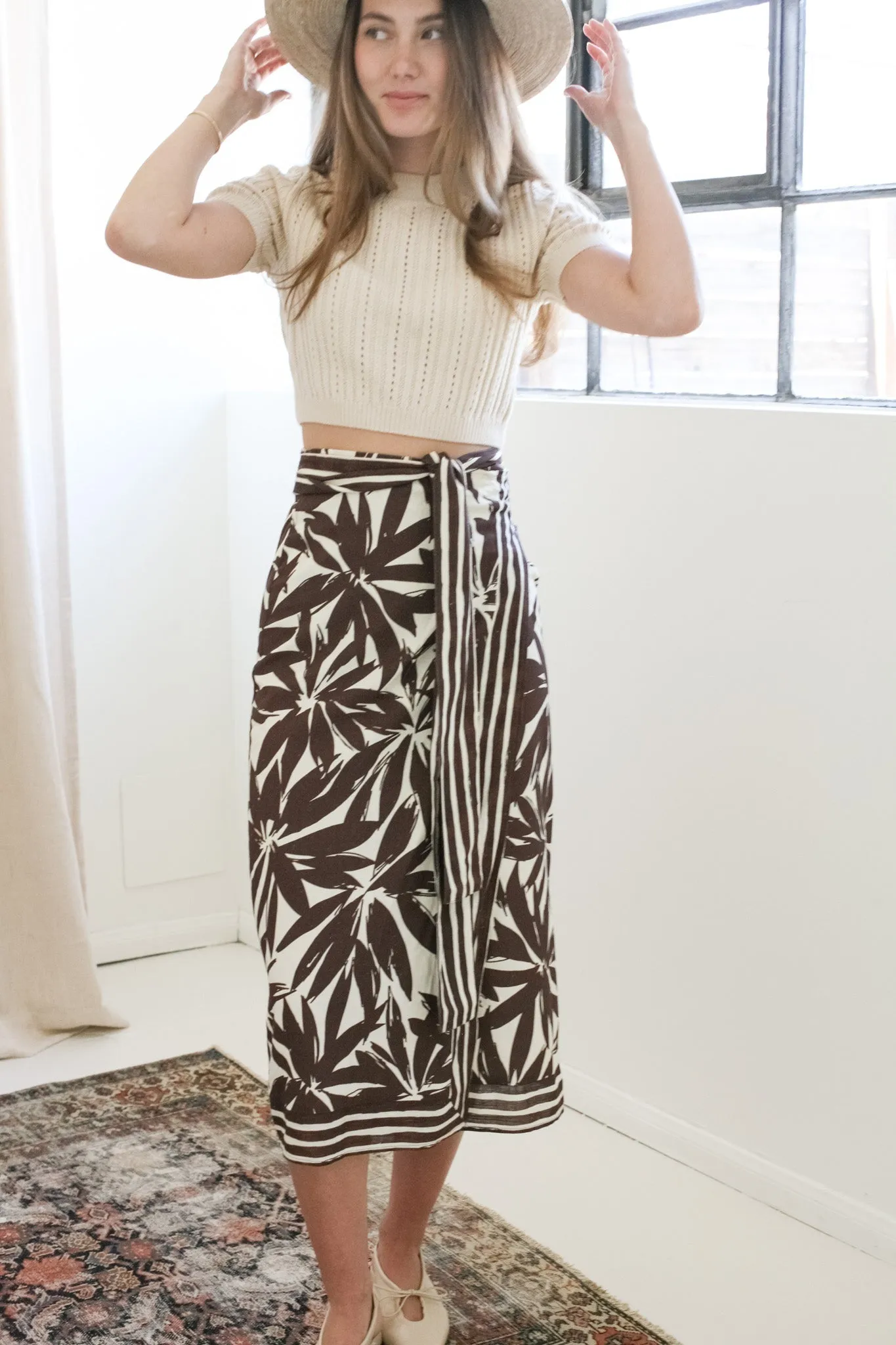 Delicate Texture Layla Linen Wrap Skirt