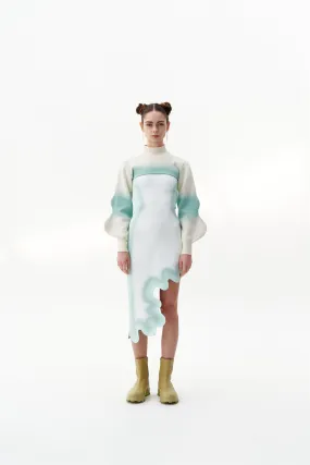 QuickDry Performance PlushLining LEDA "SPRAY PAINTED" CROPPED MOCKNECK WITH WAVY SLEEVES