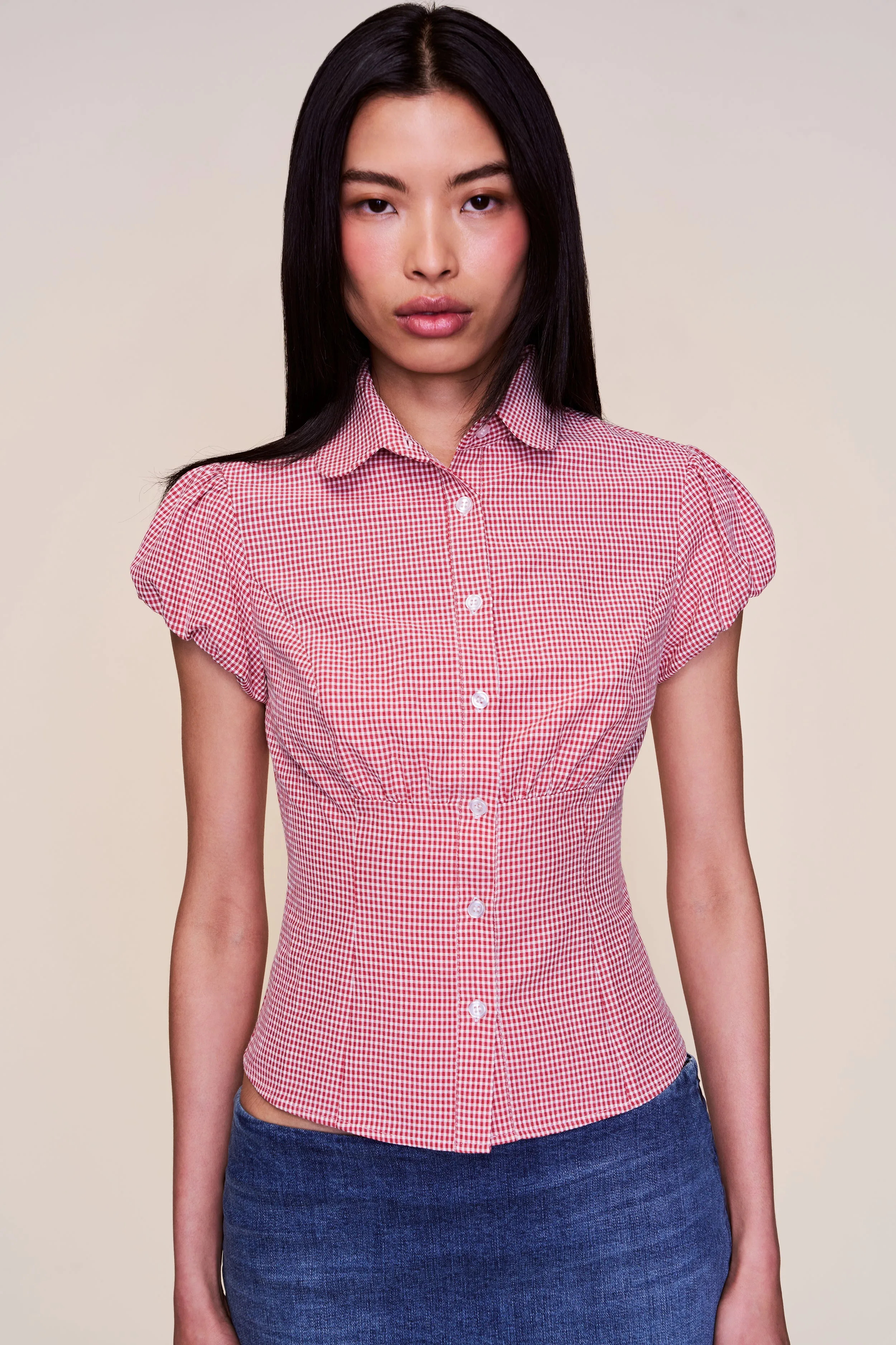 Liana Gingham Top Non Restrictive Mobility MinimalistSilhouette