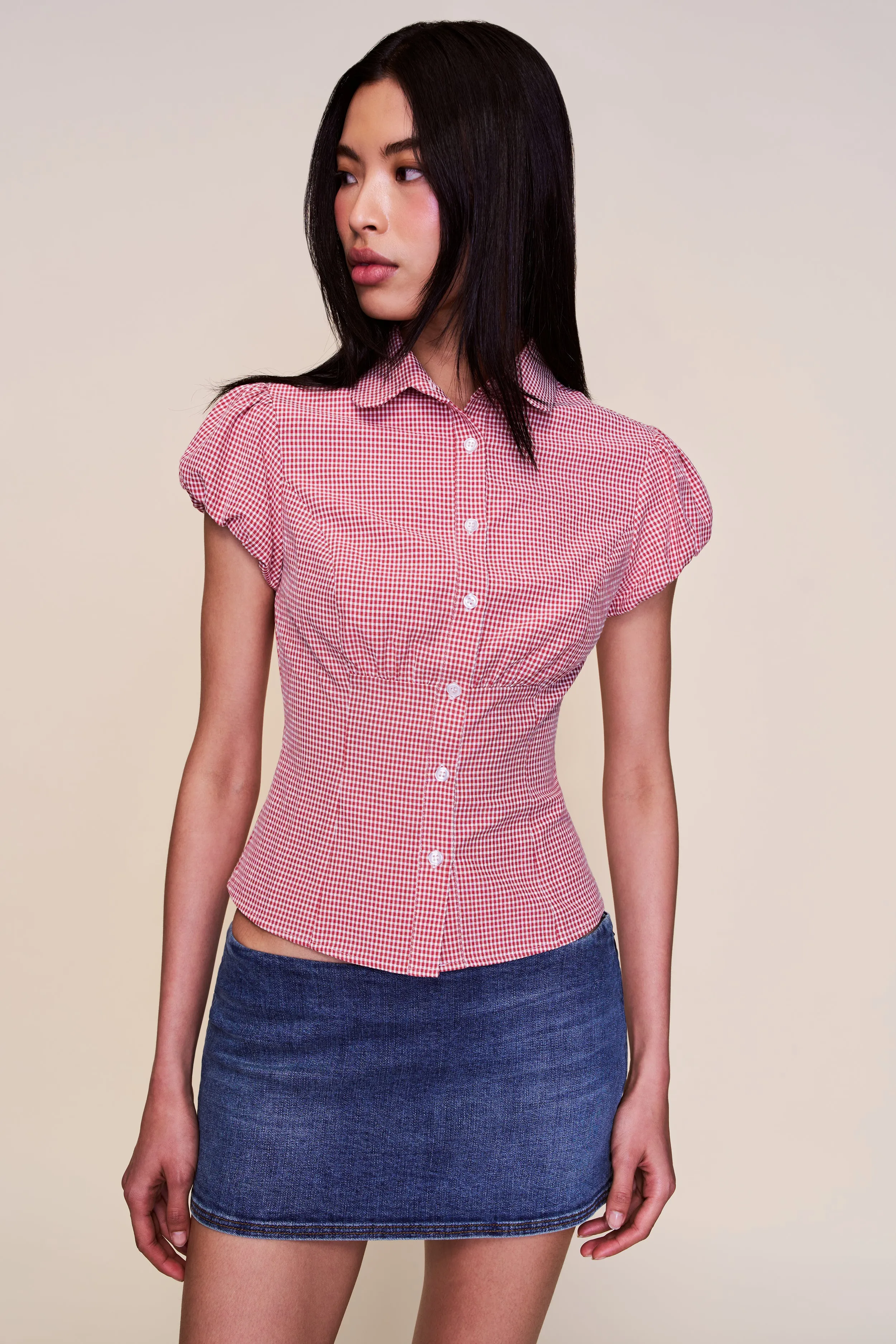 Liana Gingham Top Breathable mesh panel
