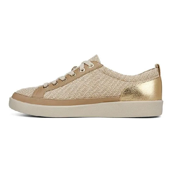Womens Vionic Winny 2 Lace Up Sneaker in Natural/Gold Zero Break In Feel