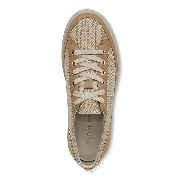 Womens Vionic Winny 2 Lace Up Sneaker in Natural/Gold Soft Insole Marathon Day