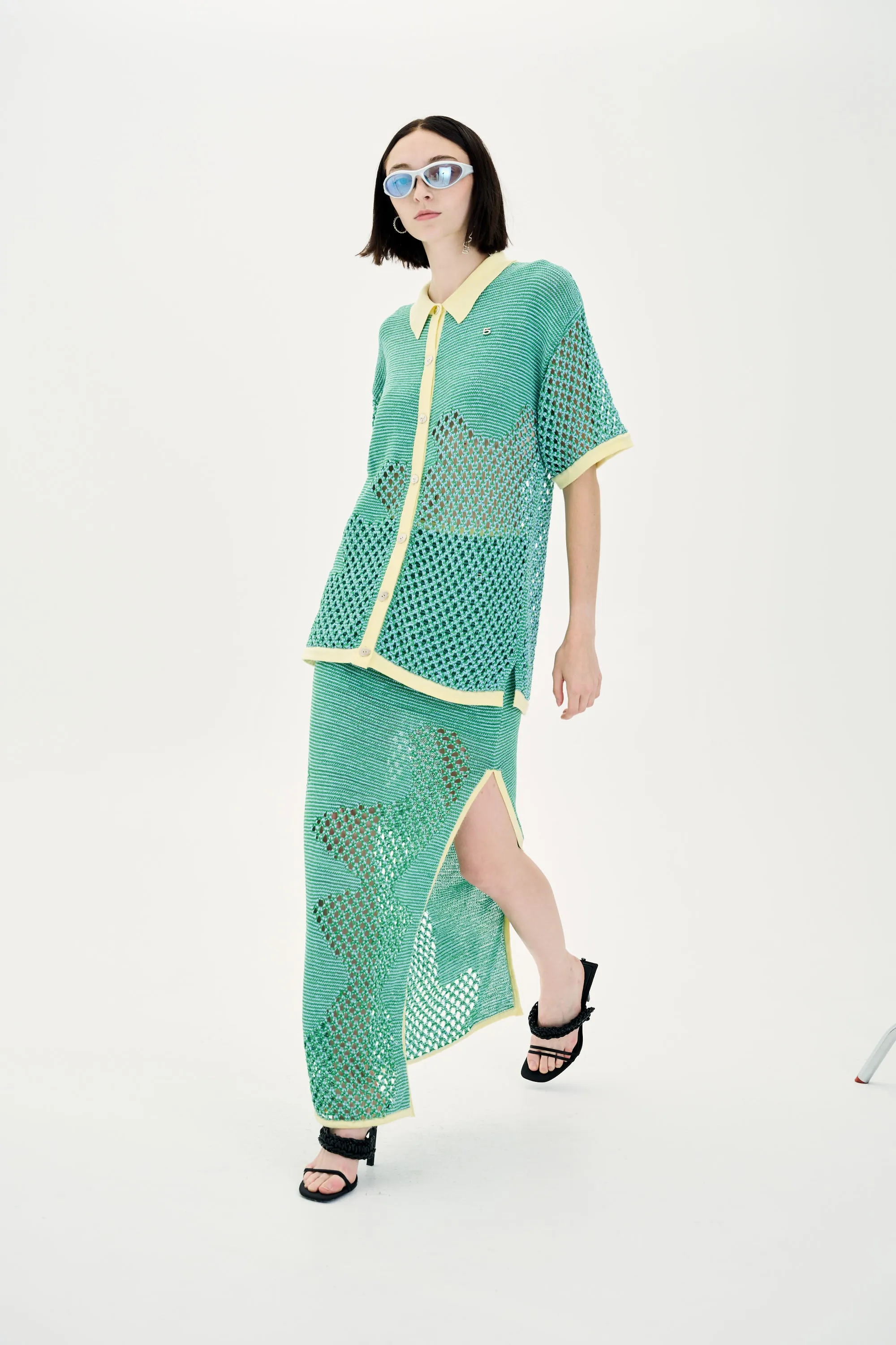 High Waist Stretch NonRestrictiveFit ROWAN CROCHET MAXI SKIRT