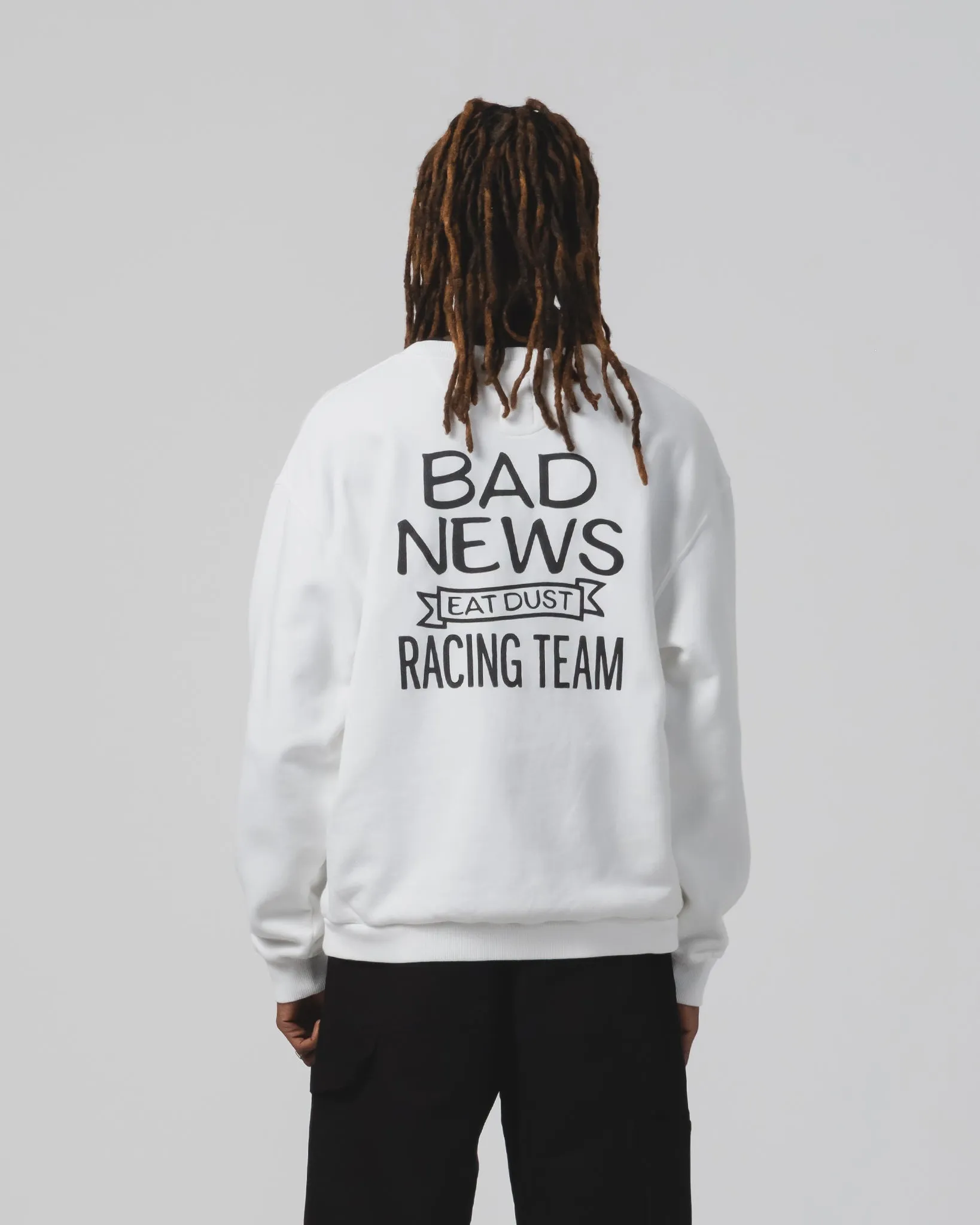 Micro Gauge Knitting Bad News Sweater Basic Fleece White
