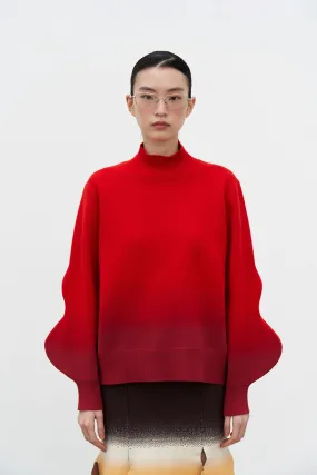 Stretch Woven Material LIKO GRADIENT PRINT MOCKNECK WITH WAVY SLEEVES