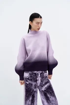 High Stretch Fabric LIKO GRADIENT PRINT MOCKNECK WITH WAVY SLEEVES