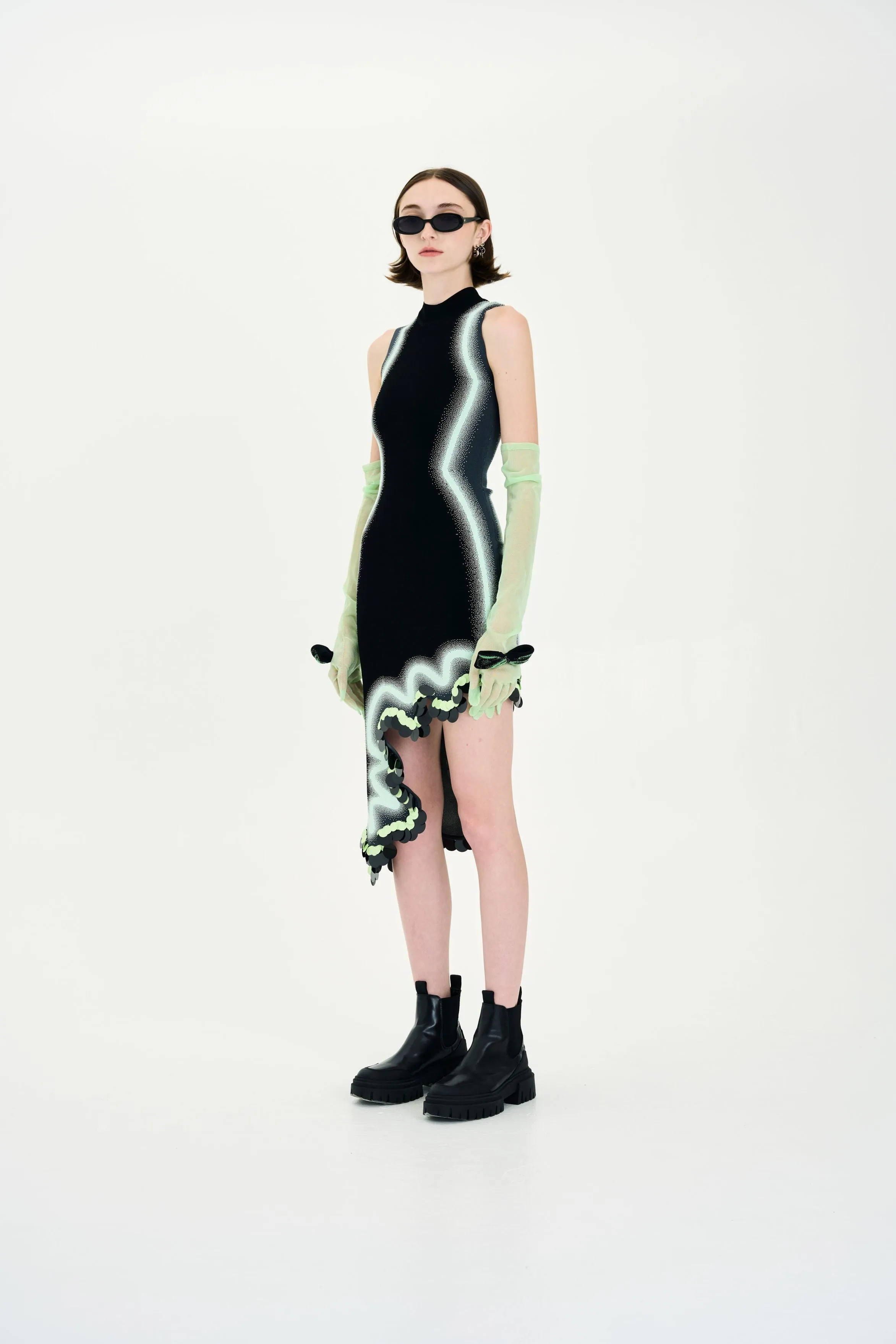 LILA SIGNATURE WAVY DRESS WITH SEQUINS Bright Accent Stylish Vibe