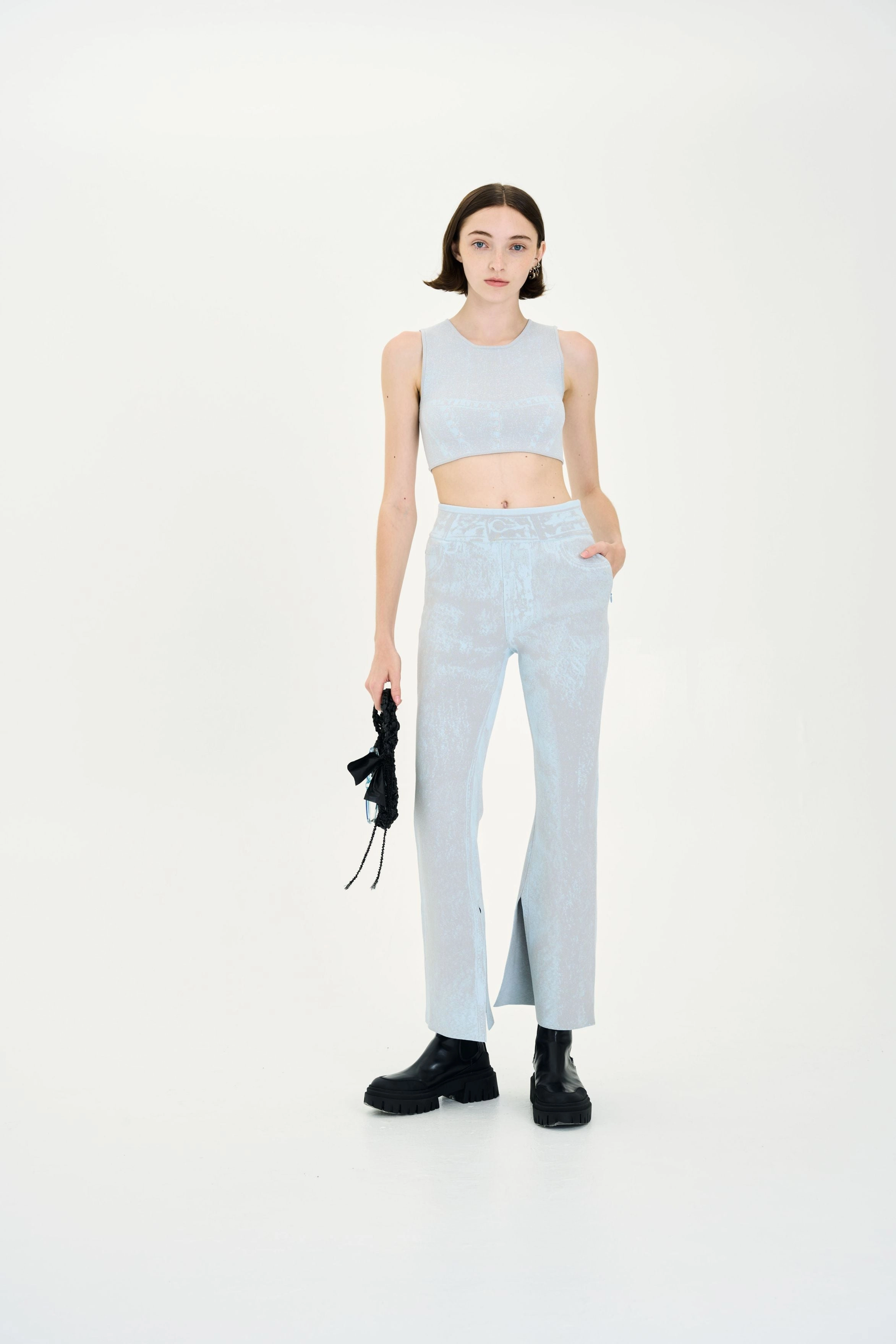LILLIAN DENIM PRINT CROPPED TOP ReflectiveTrims