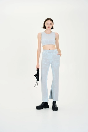 LILLIAN DENIM PRINT CROPPED TOP ReflectiveTrims
