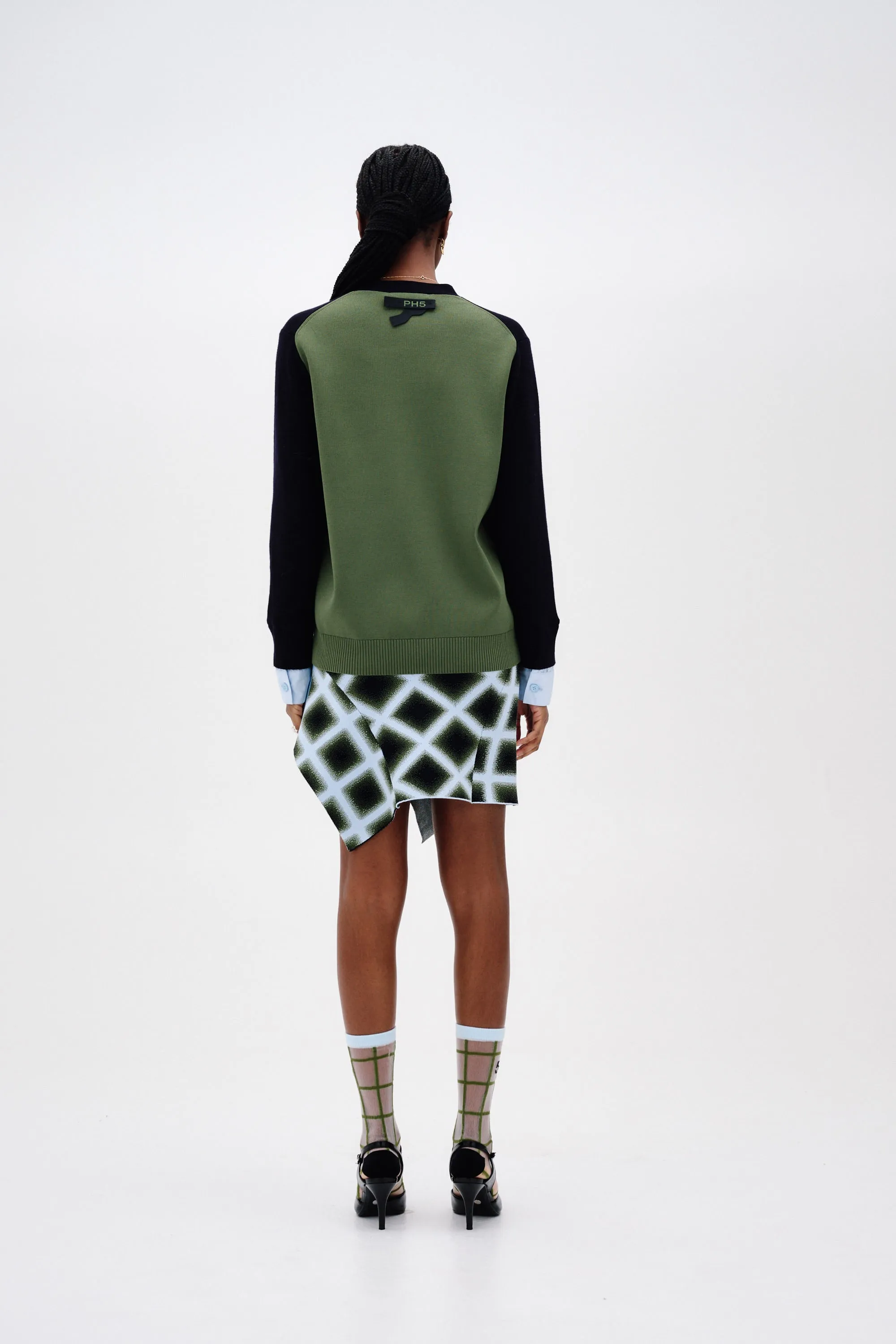 Bound Seam Edges LILO COLOR BLOCKED MERINO WOOL CARDIGAN