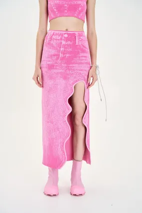 AntiSlipGrip Layer Comfort LILY DENIM PRINT WAVY LONG SKIRT