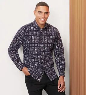 Long Sleeve Flocking Casual Shirt Thermoregulating Fabric