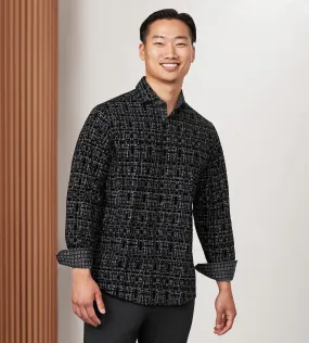Long Sleeve Flocking Casual Shirt Subtle patterns Tailored Style