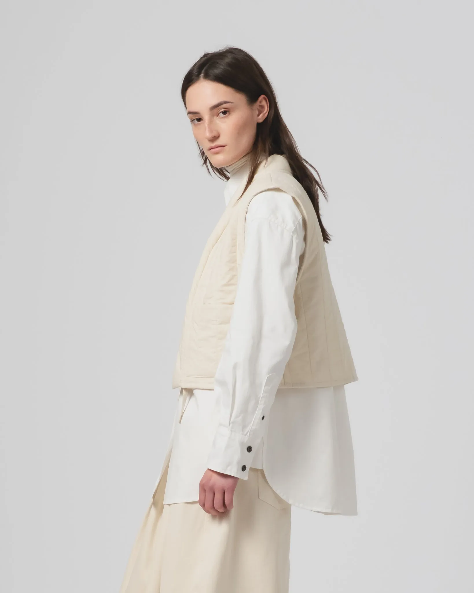 Taped Seams High Visibility Trims G.o.D Cork Vest Quilted Cotton Ecru