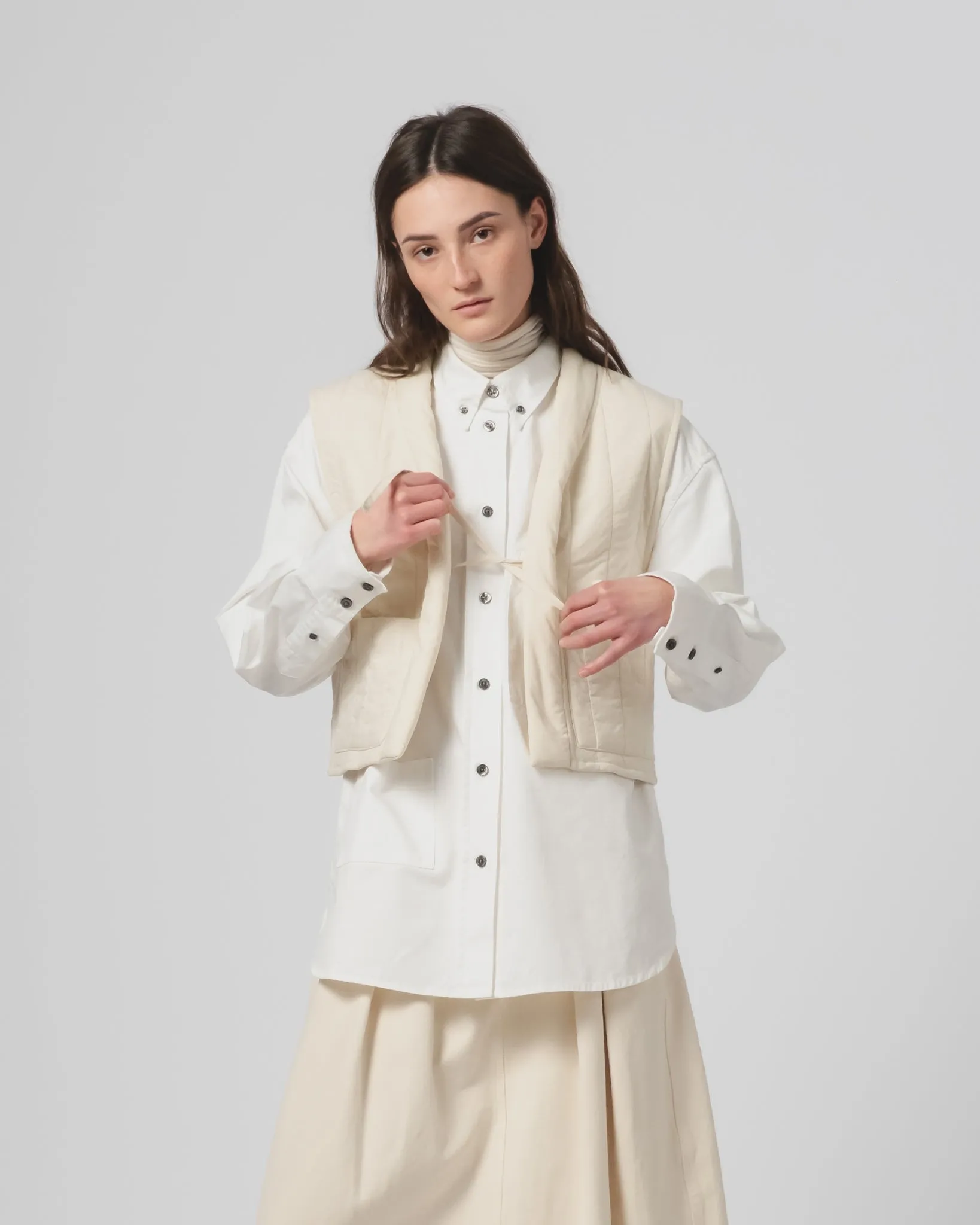 G.o.D Cork Vest Quilted Cotton Ecru Heat Reflective Layer