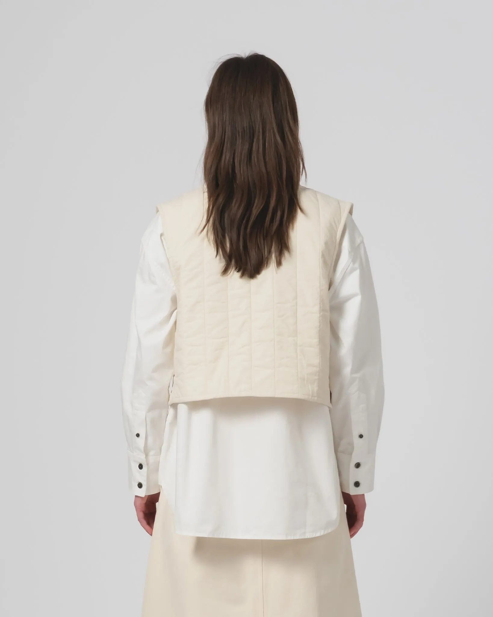 G.o.D Cork Vest Quilted Cotton Ecru Wind Blocking Fabric