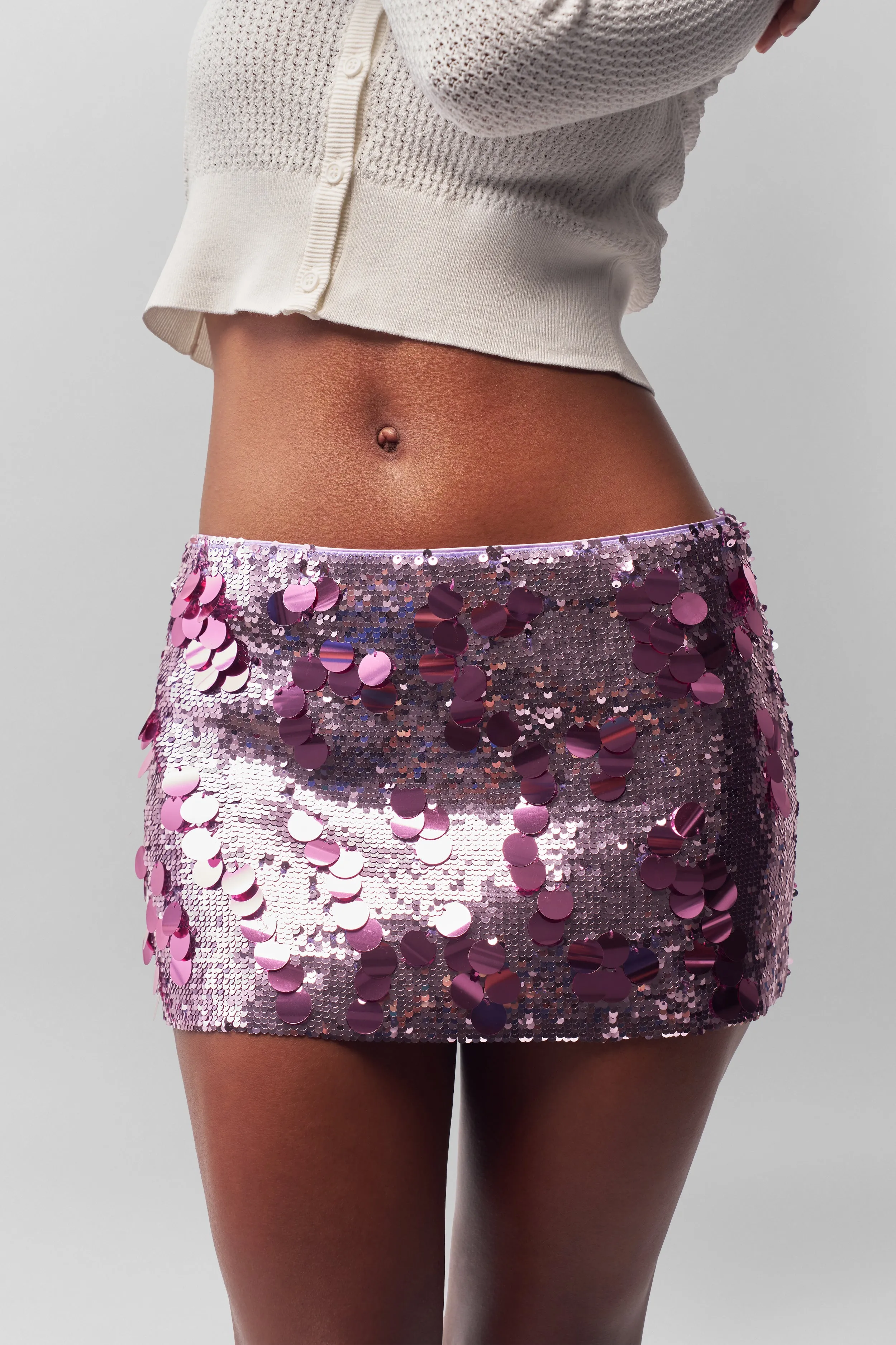 Low Rise Paillette Skirt Sustainable ruffle trim