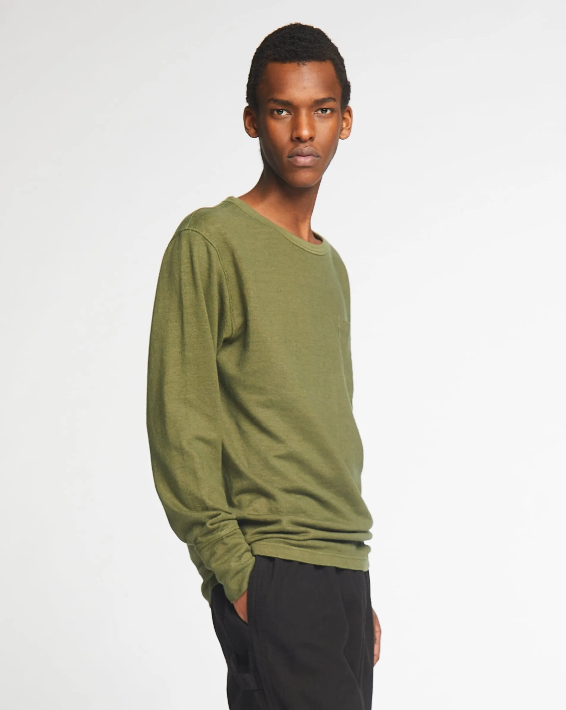 NonIrritatingTags casual outing L/S Pocket T Military Jersey Khaki