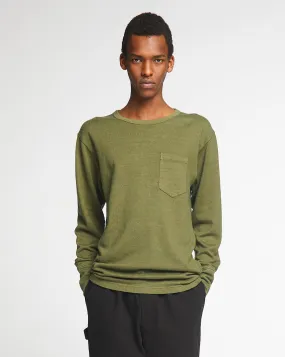 Simple Yet Elegant Easy Wear Look L/S Pocket T Military Jersey Khaki