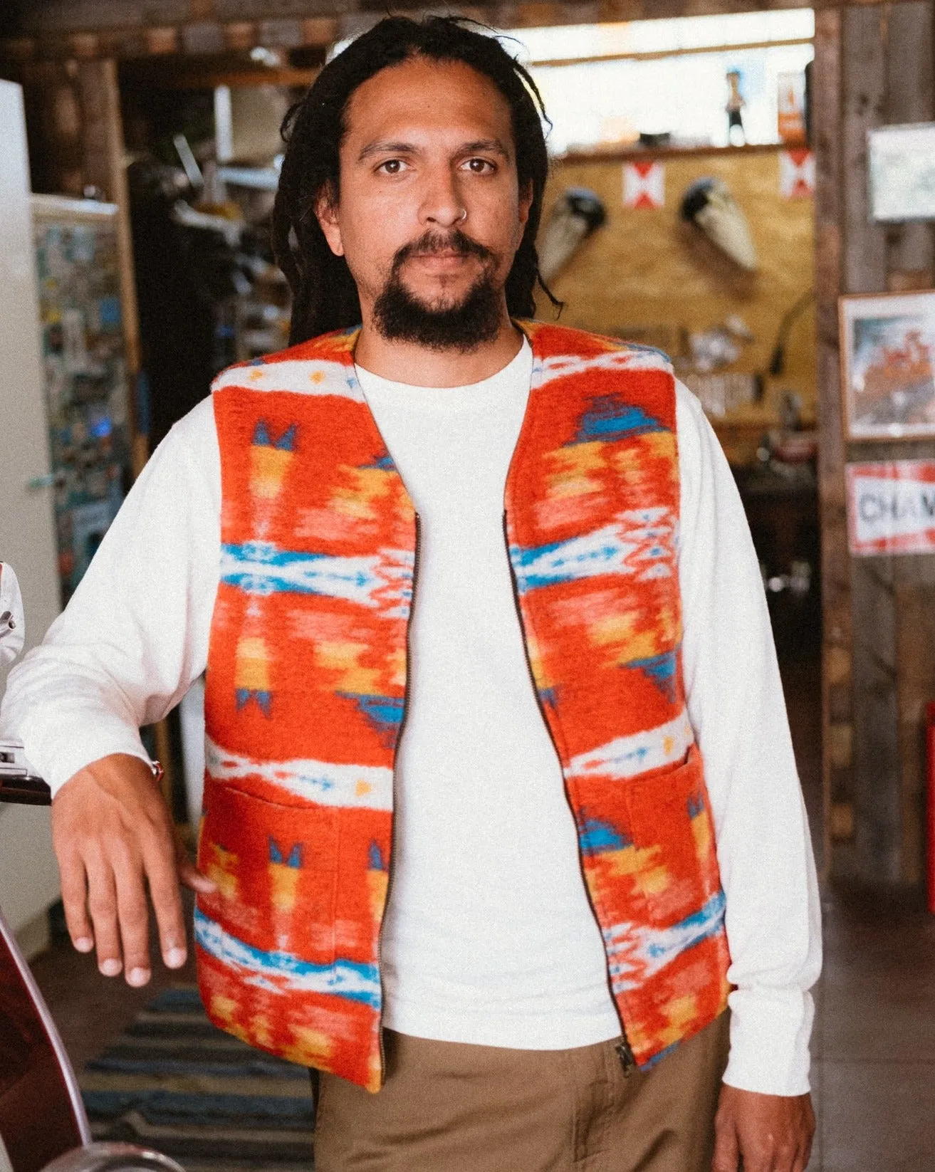 Layered Ventilation Panels Softshell Construction Ltd. Edition Deck Vest Joshua Wool Drap/Red