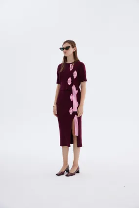 Windproof Design ELLIE MIDI SKIRT WITH TRAVELING RIBS