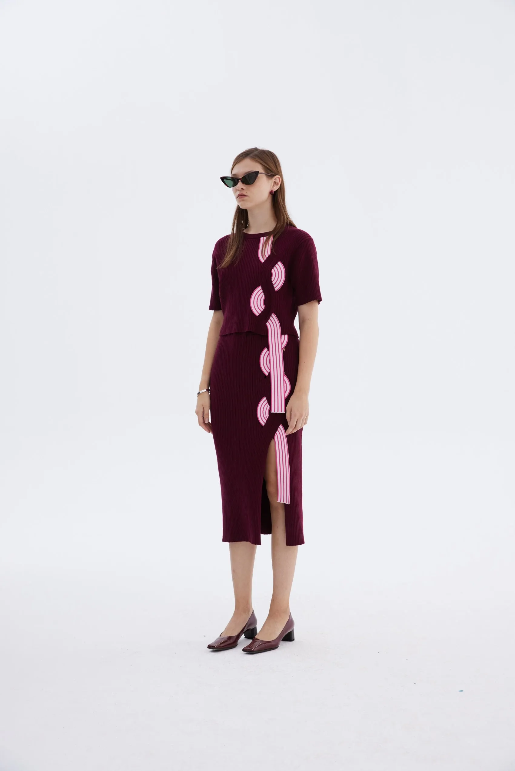 Windproof Design ELLIE MIDI SKIRT WITH TRAVELING RIBS