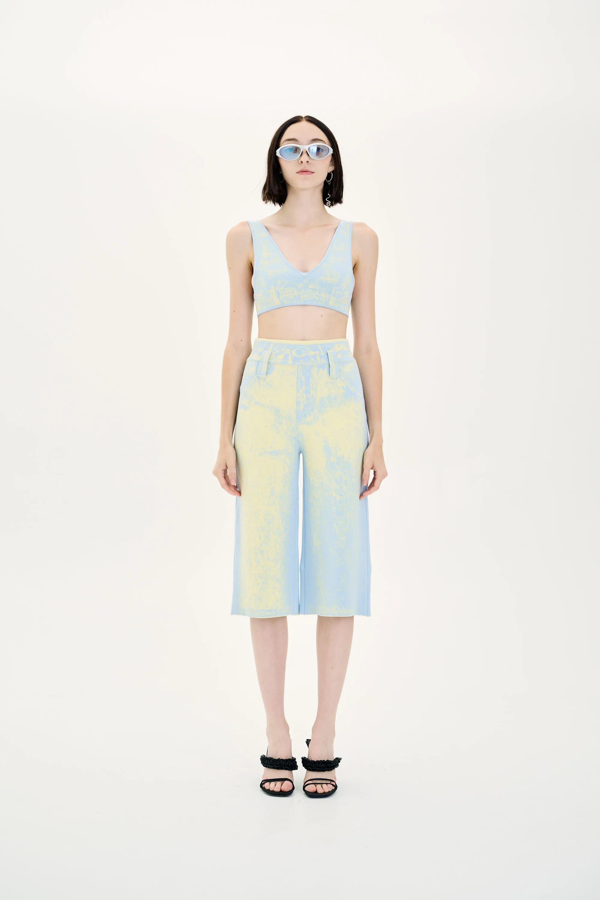 HypoallergenicMaterial LYCHEE FAKE DENIM PRINT SHORTS