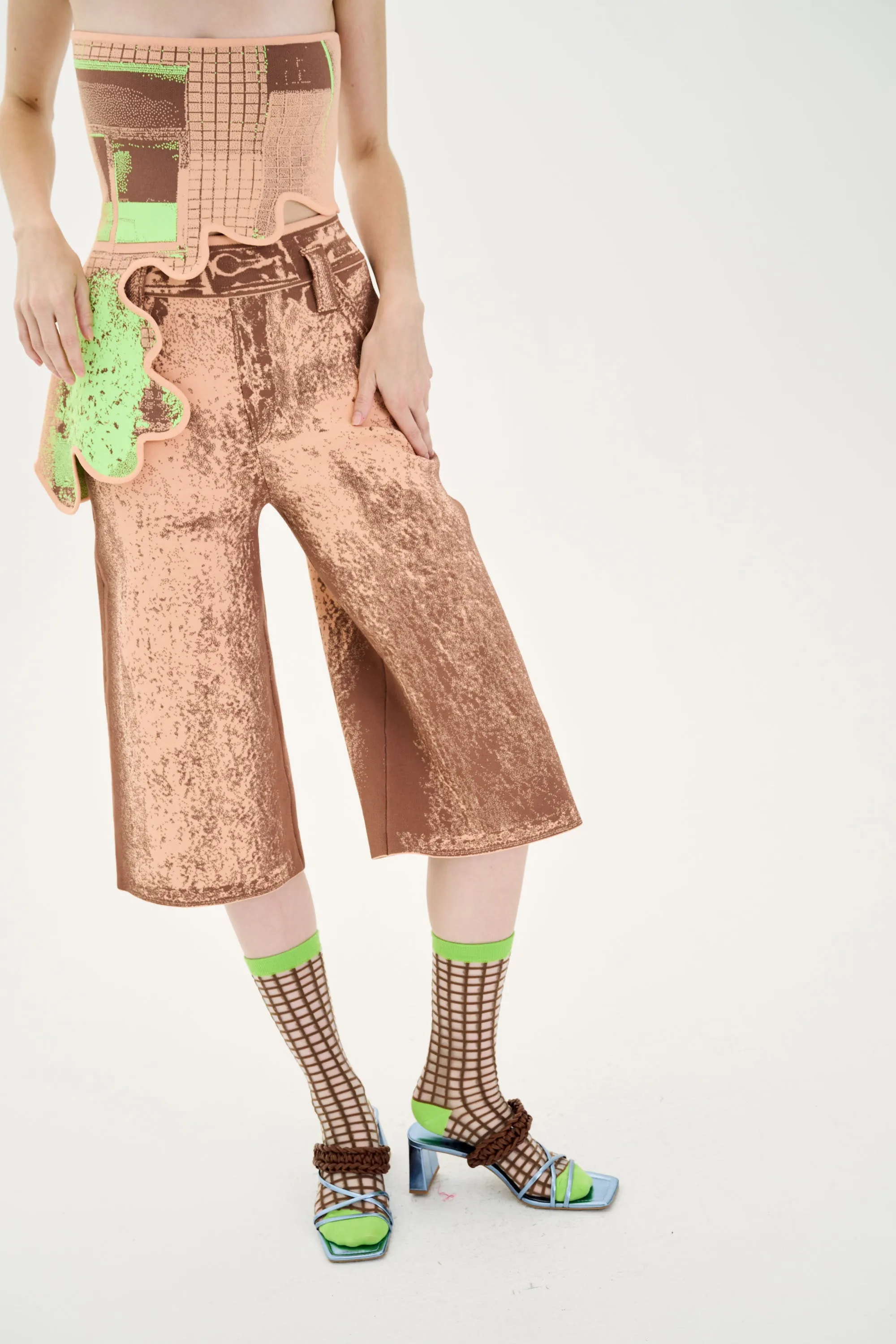 LYCHEE FAKE DENIM PRINT SHORTS Soft and Cozy