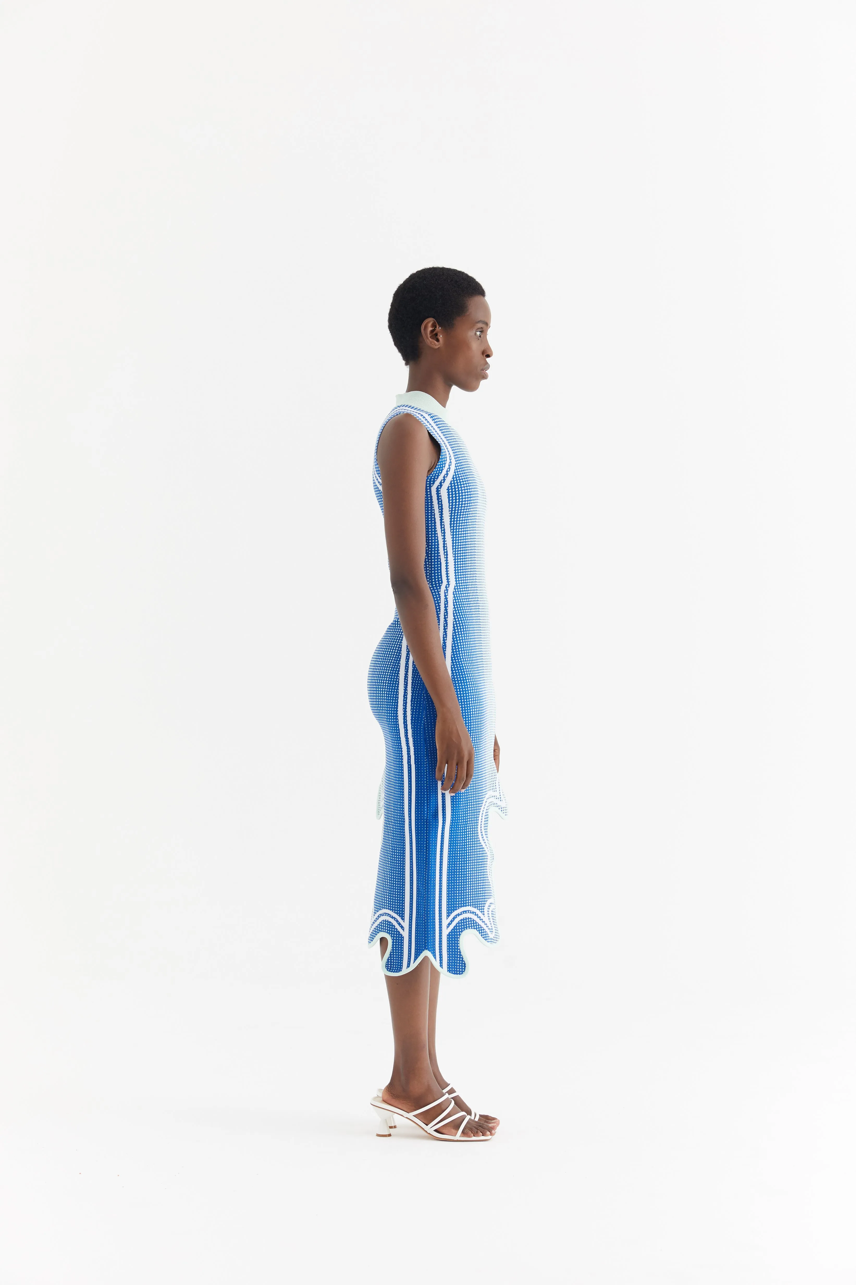 LYDIA SUSTAINABLY SOURCED WAVY ASYMMETRIC DRESS Natural Tones