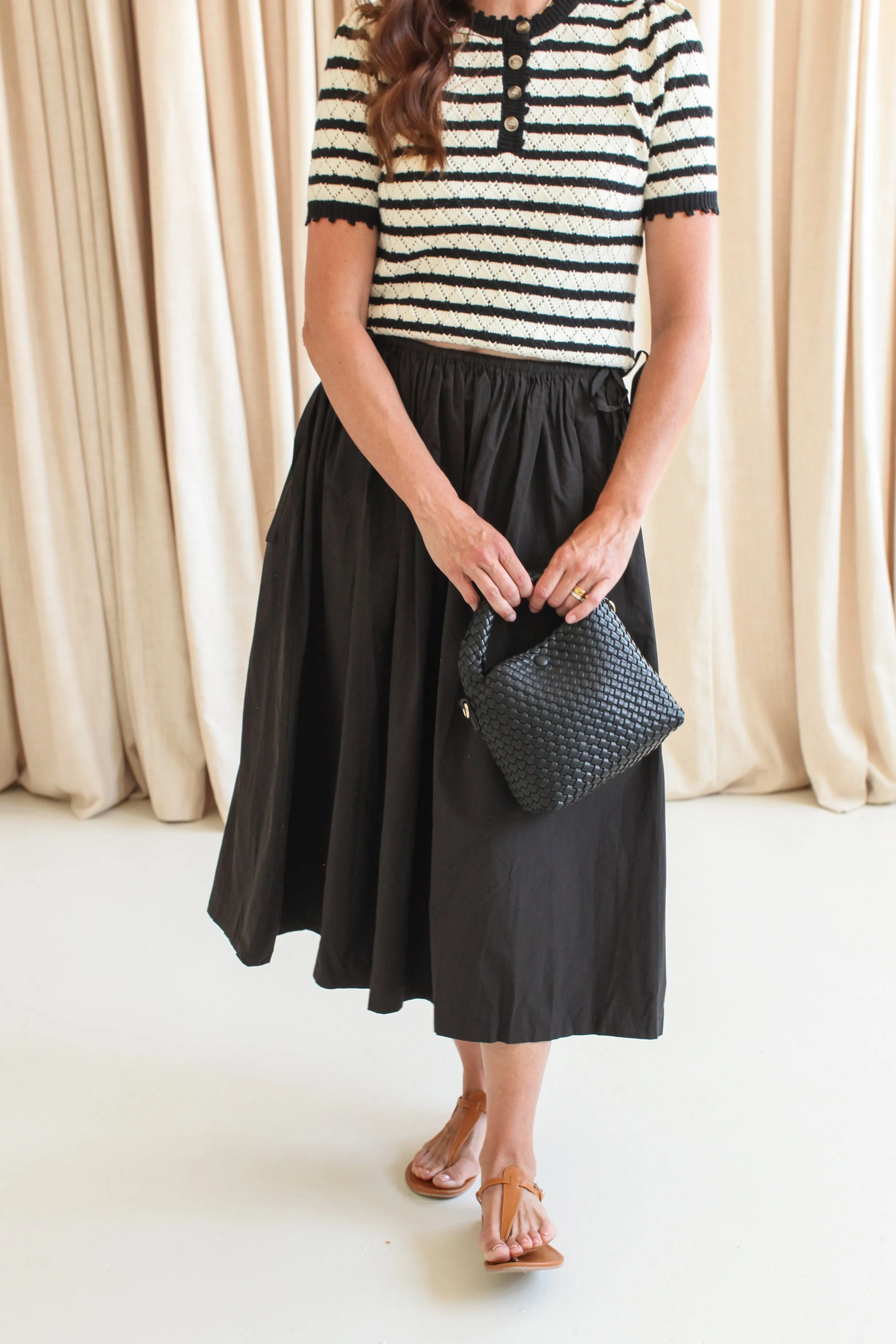 Marielle Poplin Midi Skirt Clean Lines