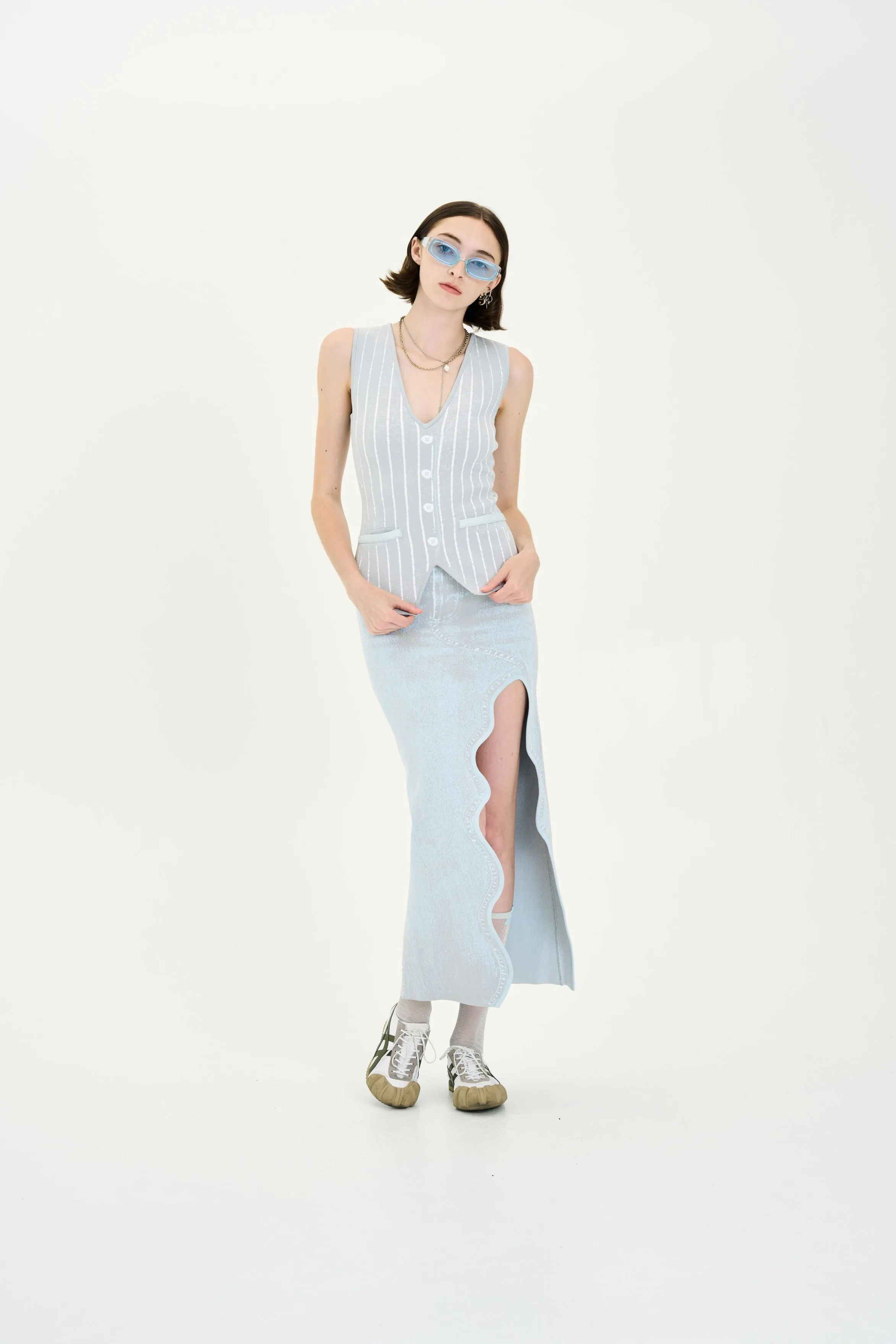 MARIGOLD DENIM PRINT VEST FourWayStretchFabric