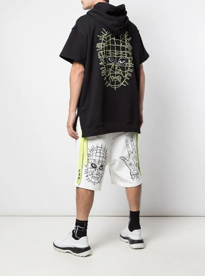 MASKED PINS SHORT SLEEVE HOODIE BLACK Water-resistant light colors