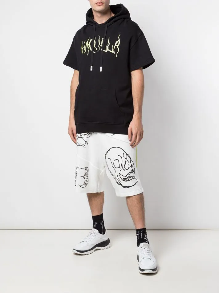 Hamster like MASKED PINS SHORT SLEEVE HOODIE BLACK