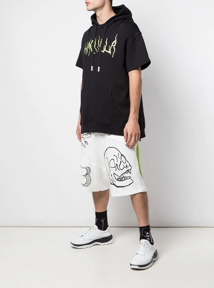 MASKED PINS SHORT SLEEVE HOODIE BLACK Odor Resistant Treatment